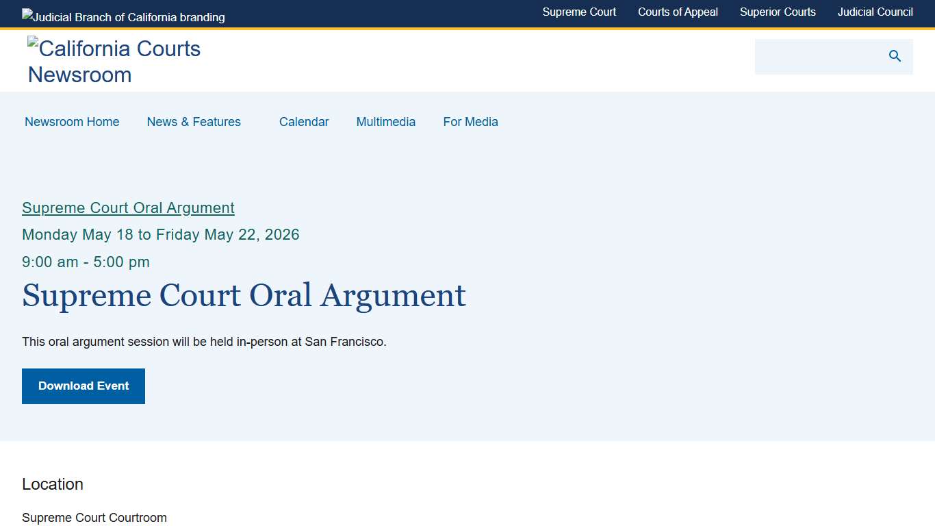 Supreme Court Oral Argument California Courts Newsroom