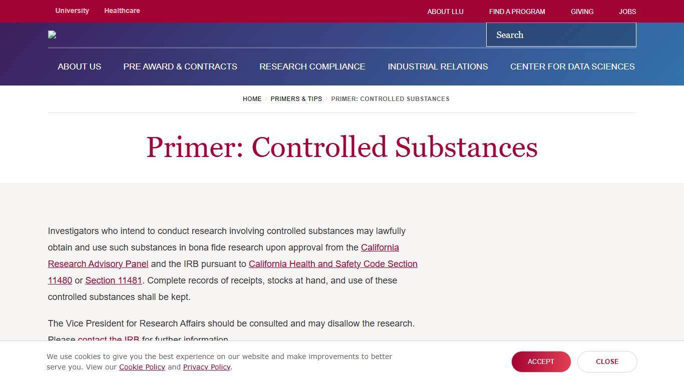 Primer: Controlled Substances Research Affairs